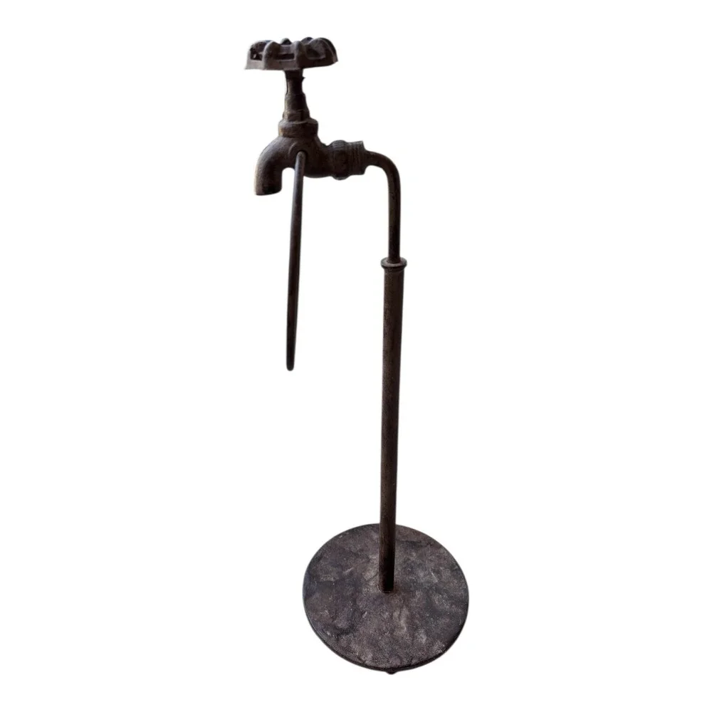 Rustic Industrial Faucet Towel Ring Stand Freestanding Metal Steampunk Farmhouse